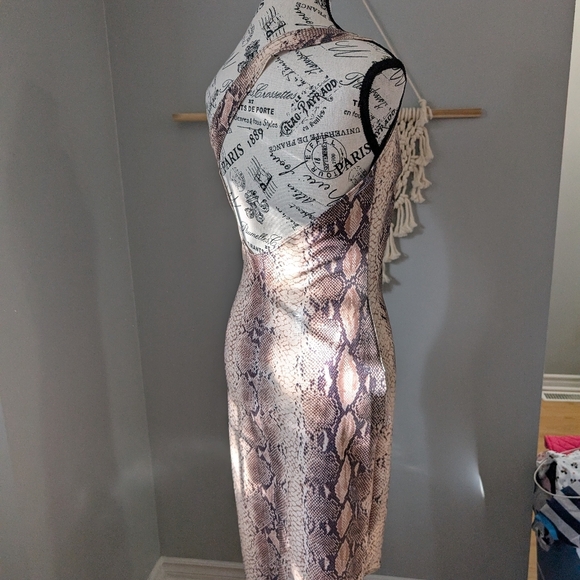 Vintage y2k Bebe snakeskin asymmetrical one shoulder mini dress - Picture 9 of 10